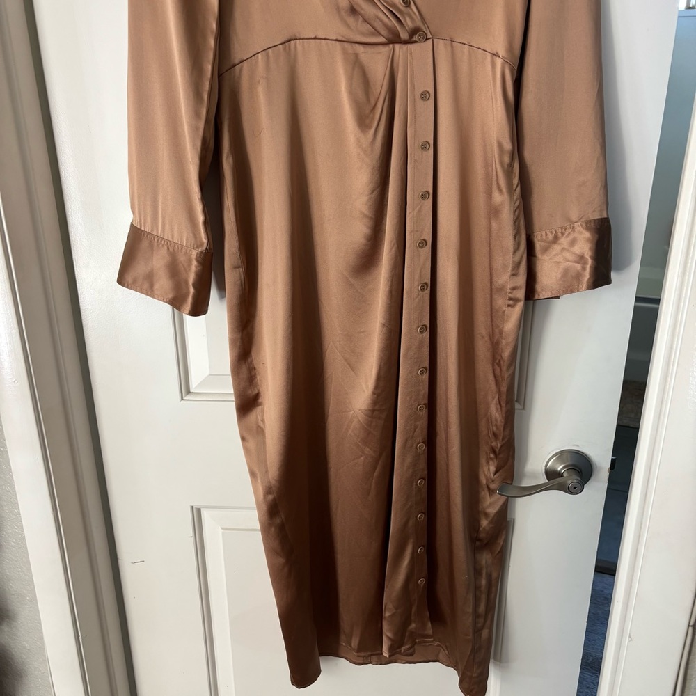 Reformation Satin Midi Dress in Rose Gold - Picture 7 of 12
